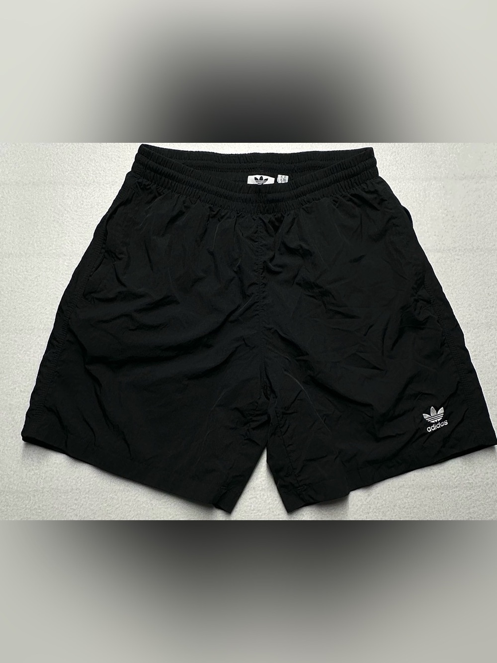 Adidas Originals Men’s Black Lined Nylon Shorts 7” Inseam Trefoil Size M